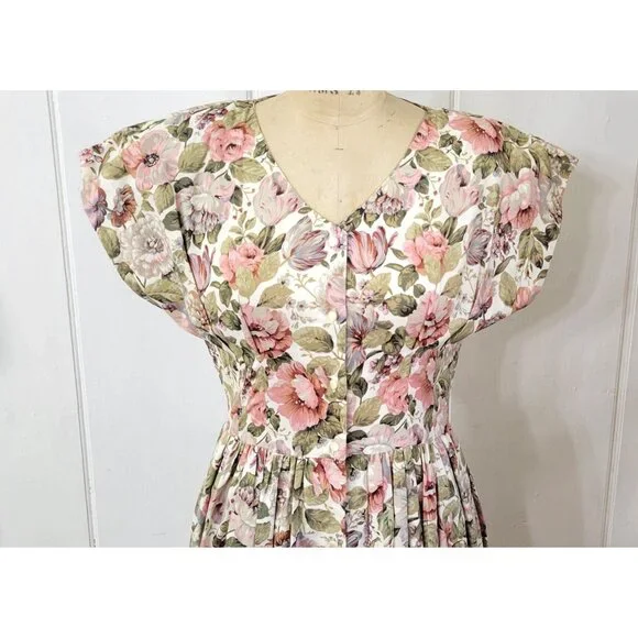 Vintage Garden Party Cottagecore Romantic Floral Dress - Picture 2 of 8